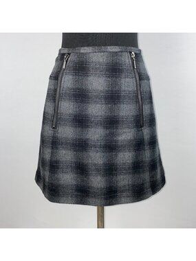 Kenar Skirt Womens 2 Plaid Knit Wool Blend Zip Accents 90s Schoolgirl Clueless